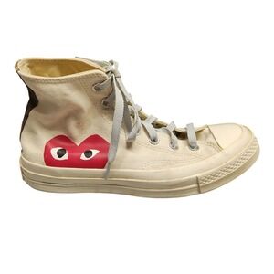 Converse All-Stars Des Garcons High Top Sneaker Mens Size 6 Cream Logo Lace‎ Up